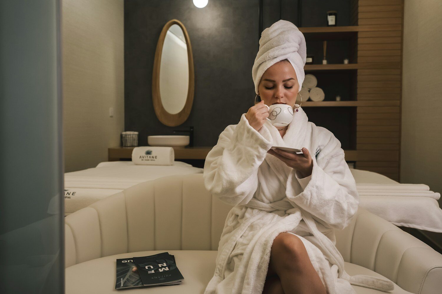 A calm, premium spa treatment suite