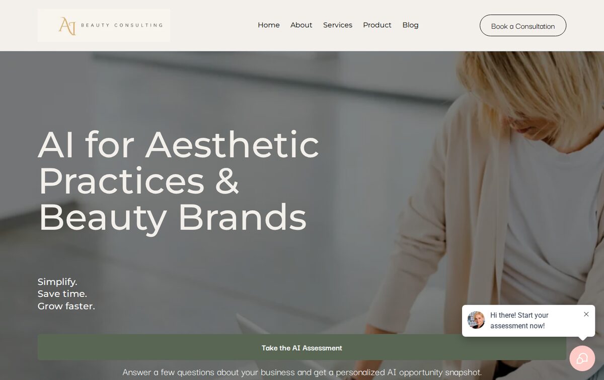 Screenshot of AI Beauty Consulting: 10 hours of work, done in 30 minutes.